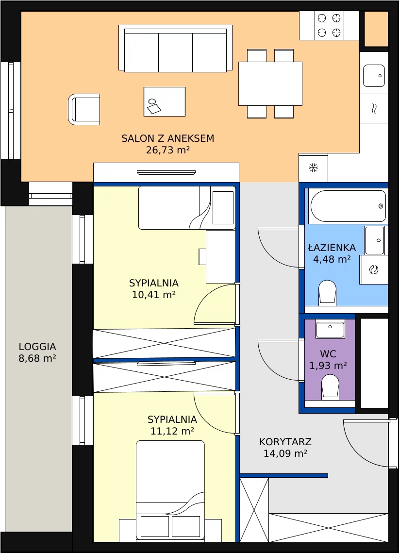 Zalety mieszkania 68.76 m², 4.04.A23