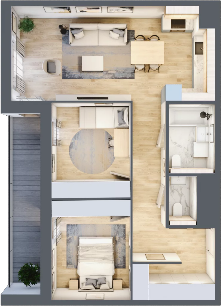 3 pokoje, mieszkanie 68,76 m², piętro 4, oferta nr 4.04.A23, Ogrody Andersa III, Gliwice, Wojska Polskiego, ul. Generała Władysława Andersa