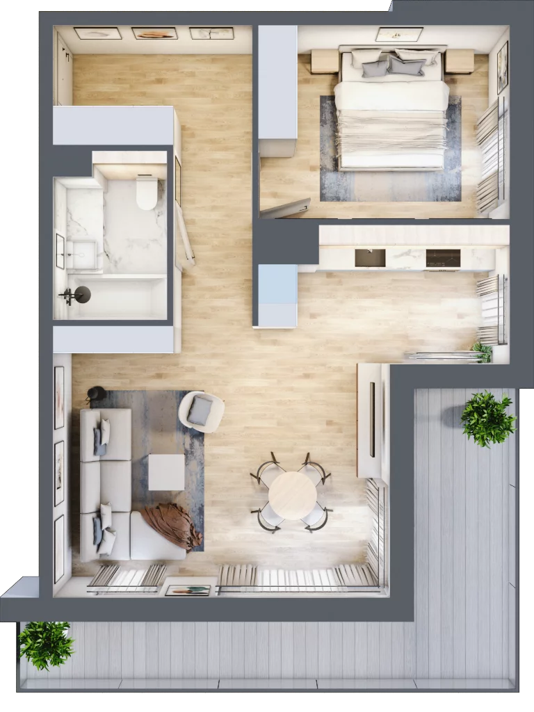 2 pokoje, mieszkanie 53,29 m², piętro 1, oferta nr C.1.4, ATAL Parkowa, Poznań, Nowe Miasto, Osiedle Warszawskie, ul. Mogileńska