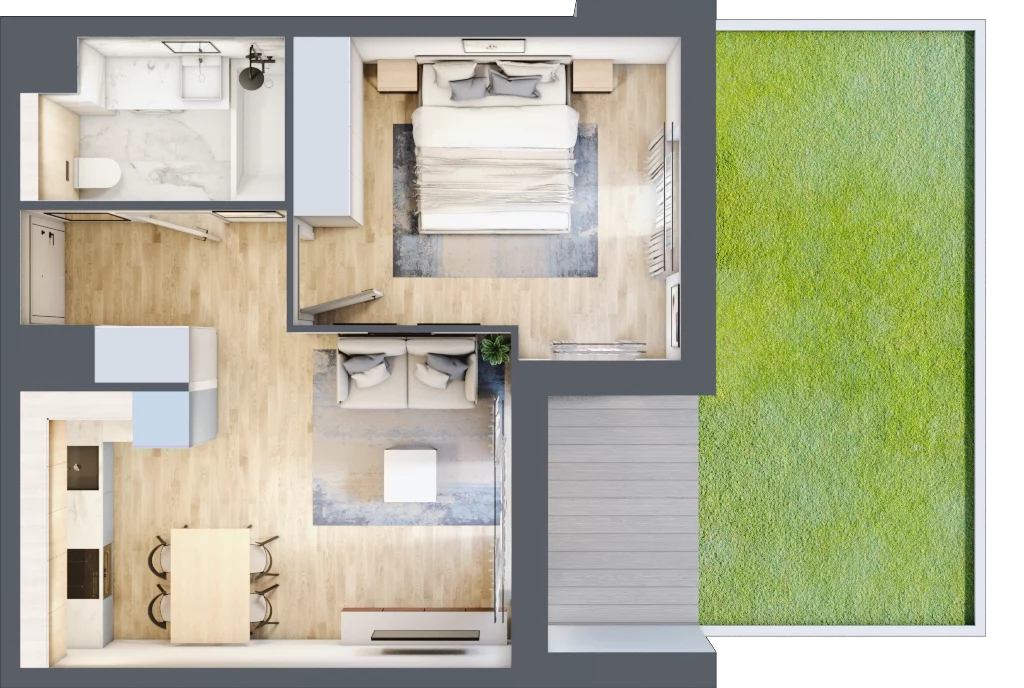 2 pokoje, mieszkanie 39,68 m², parter, oferta nr D.0.4, ATAL Parkowa, Poznań, Nowe Miasto, Osiedle Warszawskie, ul. Mogileńska