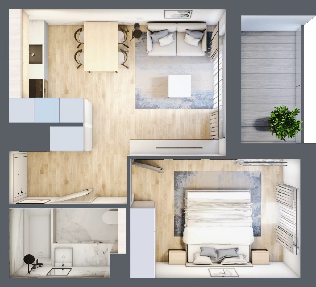 2 pokoje, mieszkanie 37,72 m², piętro 3, oferta nr C.3.2, ATAL Parkowa, Poznań, Nowe Miasto, Osiedle Warszawskie, ul. Mogileńska