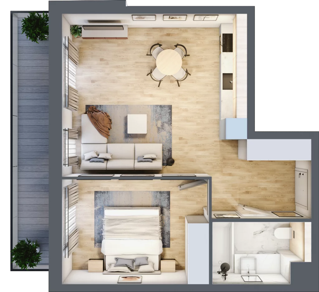 2 pokoje, mieszkanie 46,16 m², piętro 3, oferta nr D.3.1, ATAL Parkowa, Poznań, Nowe Miasto, Osiedle Warszawskie, ul. Mogileńska
