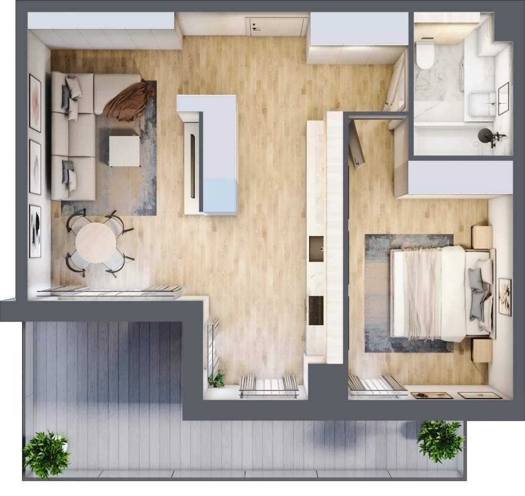 2 pokoje, mieszkanie 54,68 m², piętro 1, oferta nr C.1.5, ATAL Parkowa, Poznań, Nowe Miasto, Osiedle Warszawskie, ul. Mogileńska