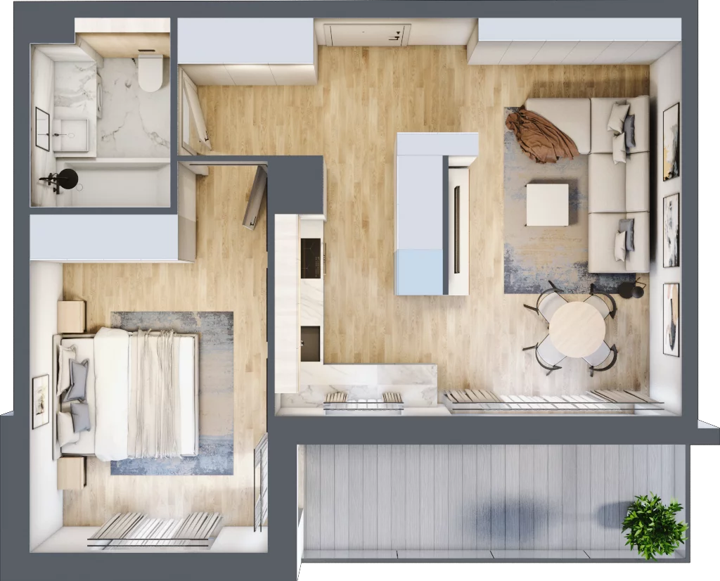 2 pokoje, mieszkanie 48,95 m², piętro 1, oferta nr B.1.2, ATAL Parkowa, Poznań, Nowe Miasto, Osiedle Warszawskie, ul. Mogileńska
