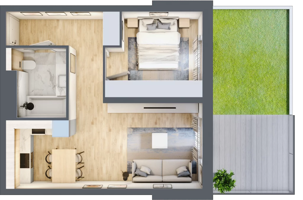 2 pokoje, mieszkanie 42,58 m², parter, oferta nr D.0.5, ATAL Parkowa, Poznań, Nowe Miasto, Osiedle Warszawskie, ul. Mogileńska