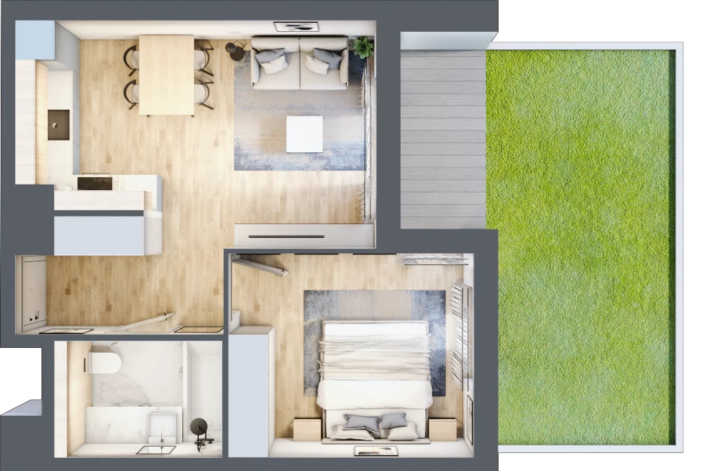 2 pokoje, mieszkanie 39,38 m², parter, oferta nr D.0.2, ATAL Parkowa, Poznań, Nowe Miasto, Osiedle Warszawskie, ul. Mogileńska