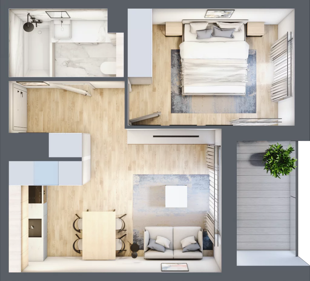 2 pokoje, mieszkanie 37,72 m², piętro 1, oferta nr C.1.3, ATAL Parkowa, Poznań, Nowe Miasto, Osiedle Warszawskie, ul. Mogileńska