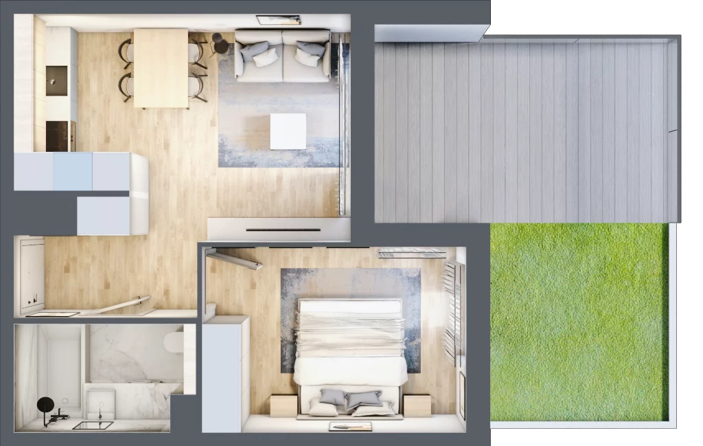 2 pokoje, mieszkanie 37,72 m², parter, oferta nr D.0.6, ATAL Parkowa, Poznań, Nowe Miasto, Osiedle Warszawskie, ul. Mogileńska