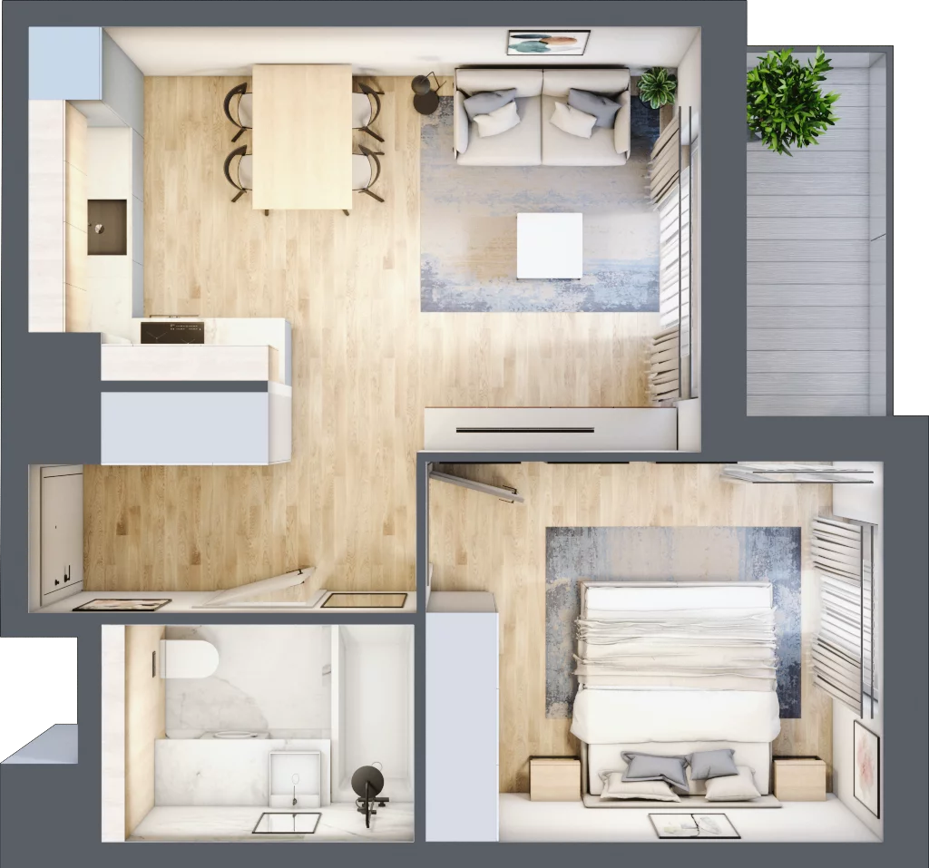 2 pokoje, mieszkanie 39,38 m², piętro 1, oferta nr D.1.3, ATAL Parkowa, Poznań, Nowe Miasto, Osiedle Warszawskie, ul. Mogileńska