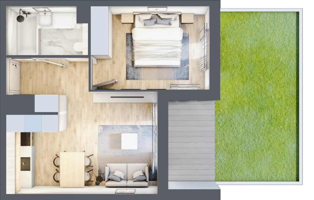 2 pokoje, mieszkanie 37,72 m², parter, oferta nr D.0.7, ATAL Parkowa, Poznań, Nowe Miasto, Osiedle Warszawskie, ul. Mogileńska