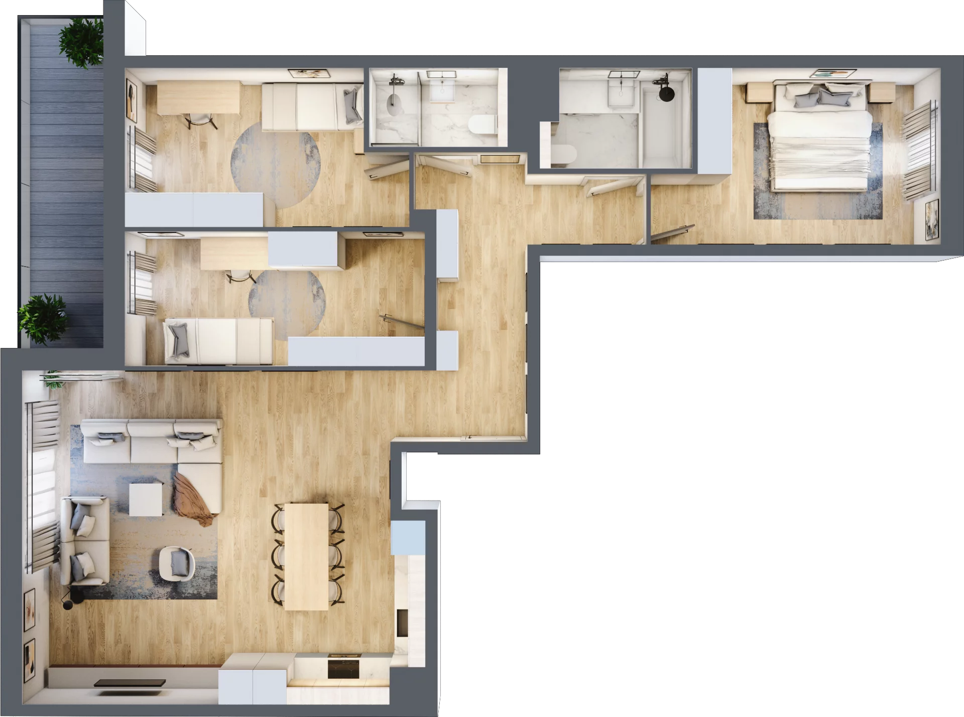 4 pokoje, mieszkanie 98,06 m², piętro 1, oferta nr C.1.1, ATAL Parkowa, Poznań, Nowe Miasto, Osiedle Warszawskie, ul. Mogileńska