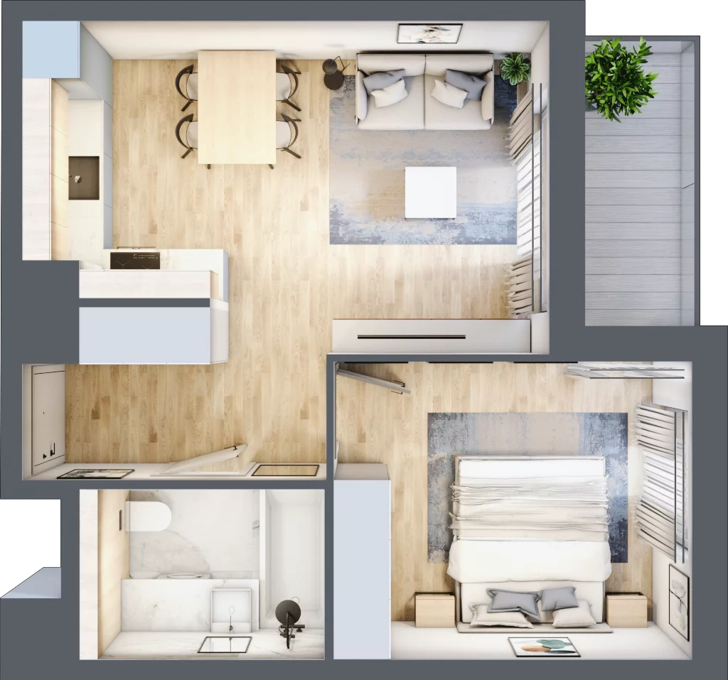 2 pokoje, mieszkanie 39,38 m², piętro 3, oferta nr D.3.3, ATAL Parkowa, Poznań, Nowe Miasto, Osiedle Warszawskie, ul. Mogileńska