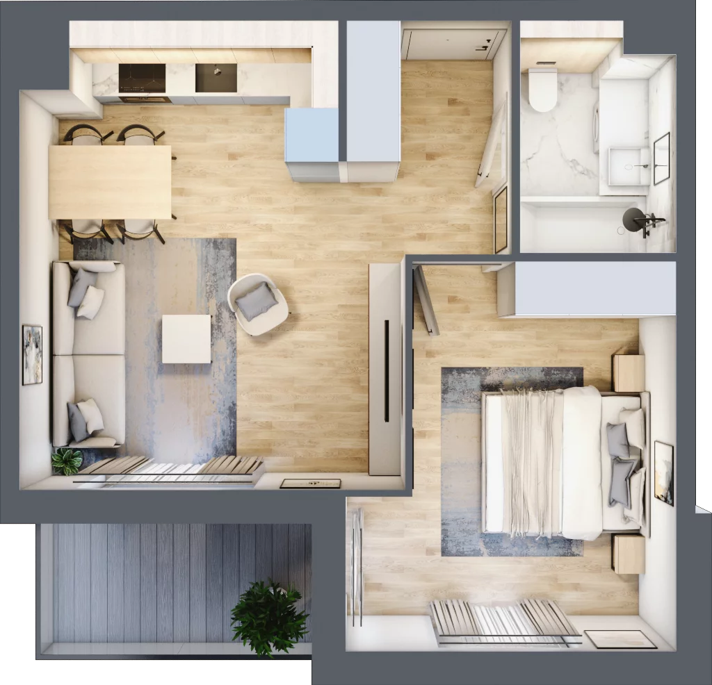 2 pokoje, mieszkanie 43,47 m², piętro 2, oferta nr I.2.4, ATAL Parkowa, Poznań, Nowe Miasto, Osiedle Warszawskie, ul. Mogileńska