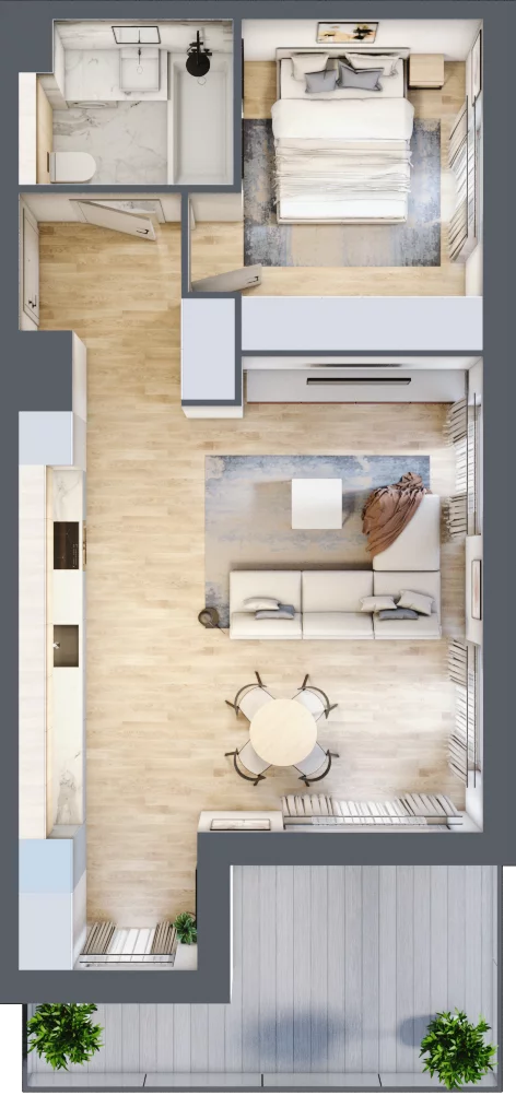 2 pokoje, mieszkanie 48,55 m², piętro 2, oferta nr I.2.2, ATAL Parkowa, Poznań, Nowe Miasto, Osiedle Warszawskie, ul. Mogileńska
