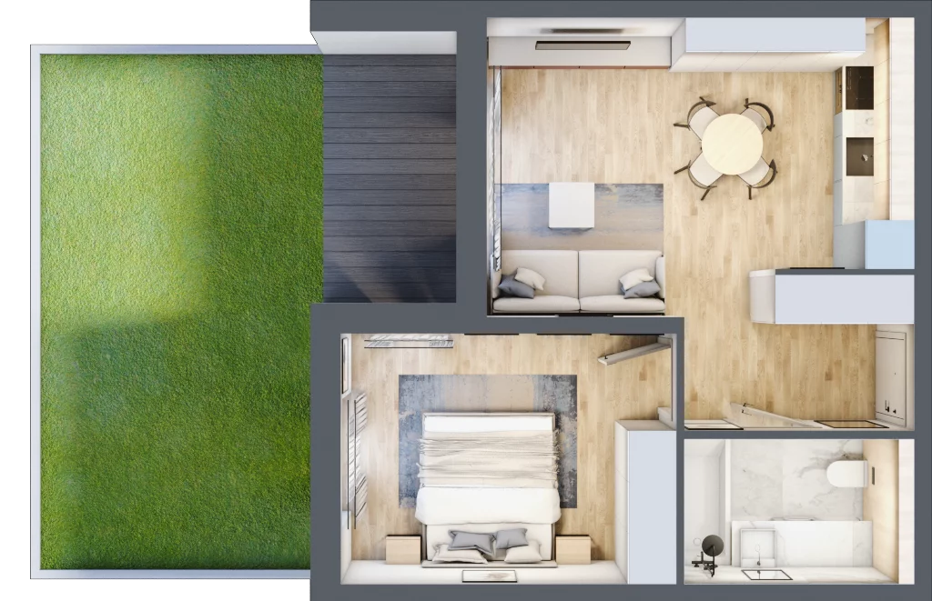 2 pokoje, mieszkanie 40,99 m², parter, oferta nr F.0.1, ATAL Parkowa, Poznań, Nowe Miasto, Osiedle Warszawskie, ul. Mogileńska