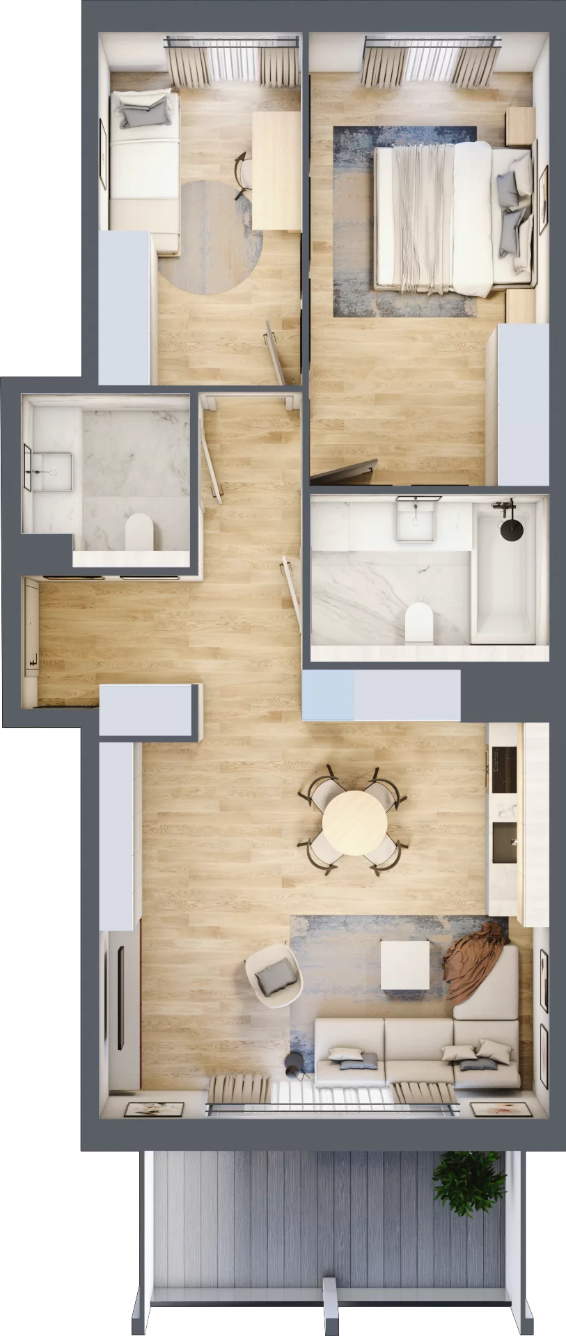 3 pokoje, mieszkanie 67,89 m², piętro 1, oferta nr H.1.1, ATAL Parkowa, Poznań, Nowe Miasto, Osiedle Warszawskie, ul. Mogileńska