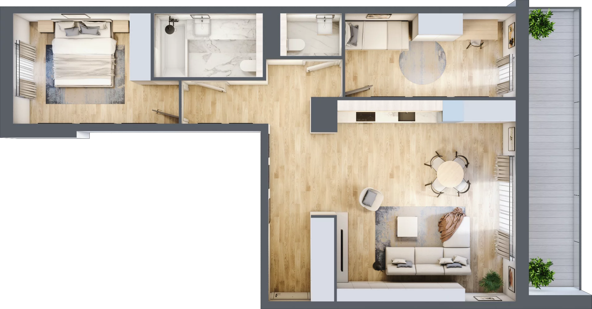 3 pokoje, mieszkanie 77,22 m², piętro 1, oferta nr F.1.3, ATAL Parkowa, Poznań, Nowe Miasto, Osiedle Warszawskie, ul. Mogileńska