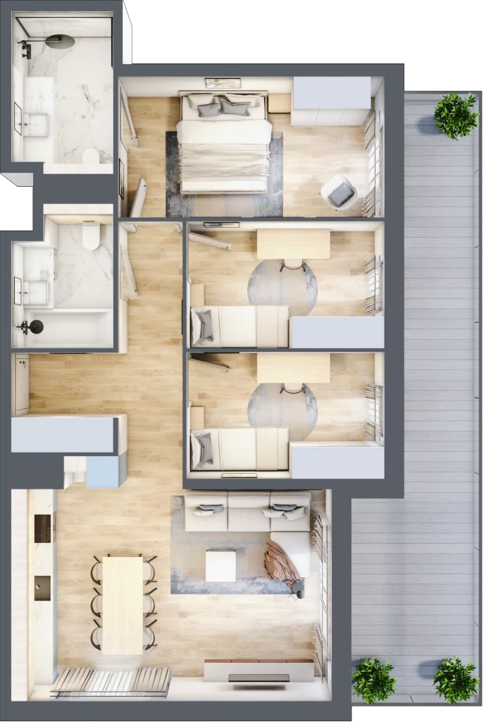 4 pokoje, mieszkanie 76,22 m², piętro 1, oferta nr E.1.1, ATAL Parkowa, Poznań, Nowe Miasto, Osiedle Warszawskie, ul. Mogileńska
