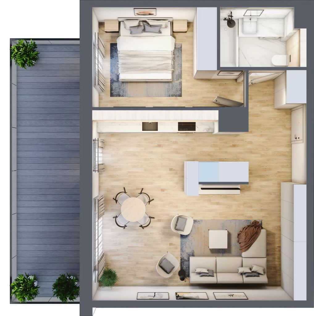 2 pokoje, mieszkanie 54,97 m², piętro 1, oferta nr G.1.4, ATAL Parkowa, Poznań, Nowe Miasto, Osiedle Warszawskie, ul. Mogileńska