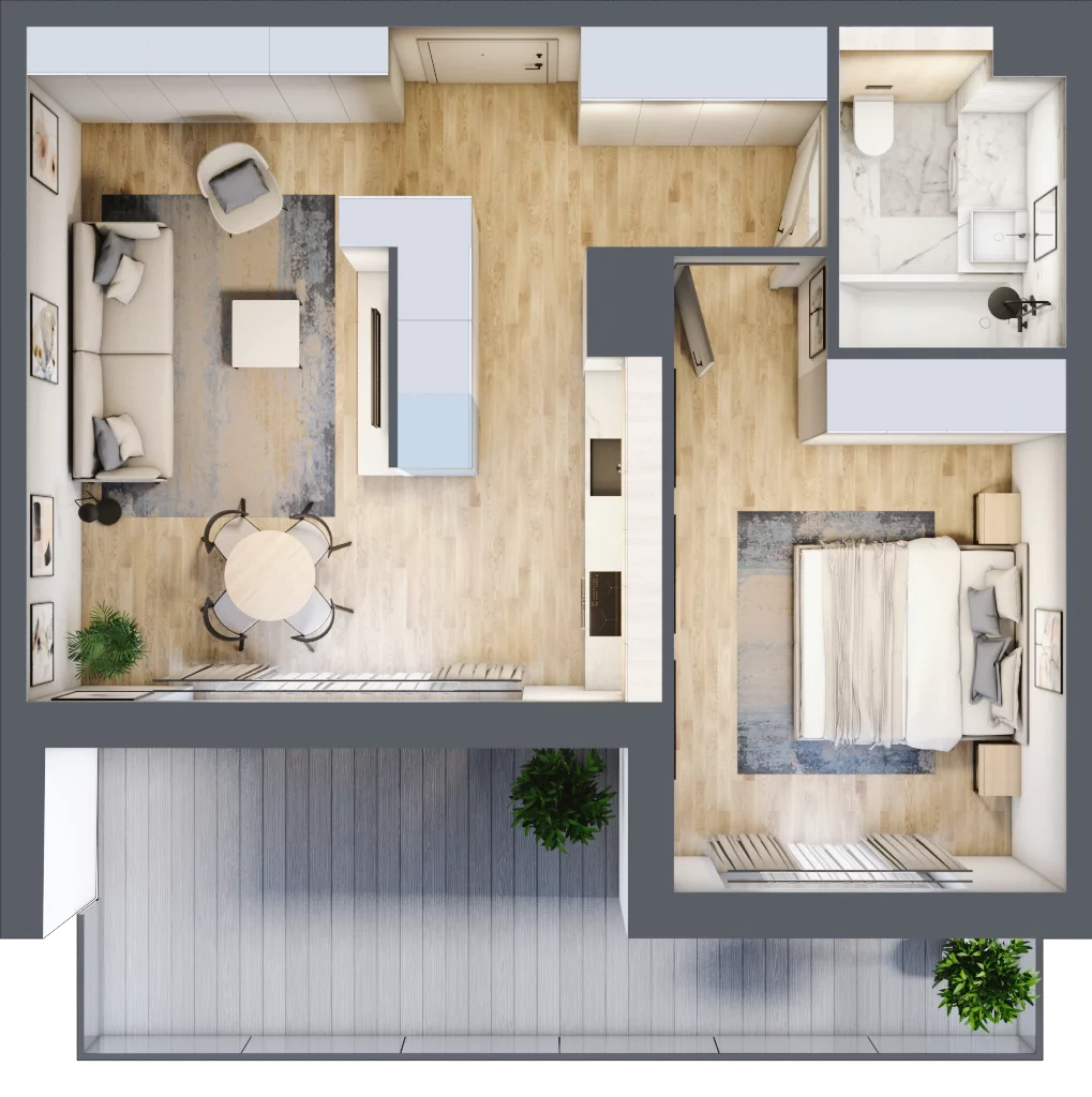 2 pokoje, mieszkanie 49,70 m², piętro 1, oferta nr I.1.3, ATAL Parkowa, Poznań, Nowe Miasto, Osiedle Warszawskie, ul. Mogileńska