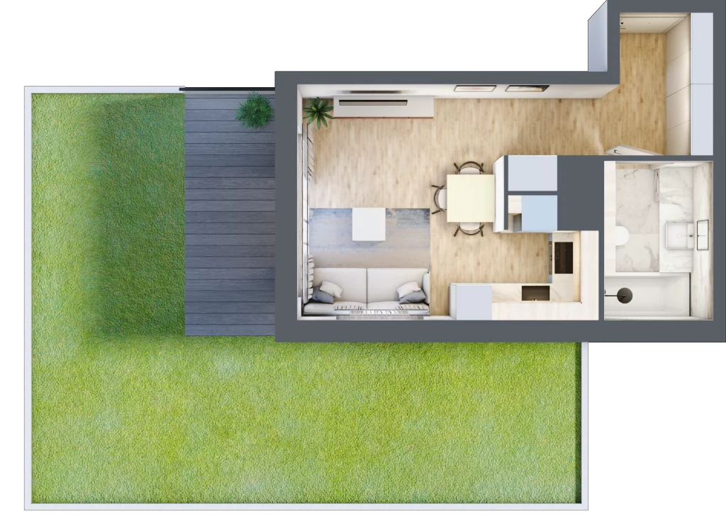 1 pokój, mieszkanie 28,45 m², parter, oferta nr E.0.2, ATAL Parkowa, Poznań, Nowe Miasto, Osiedle Warszawskie, ul. Mogileńska