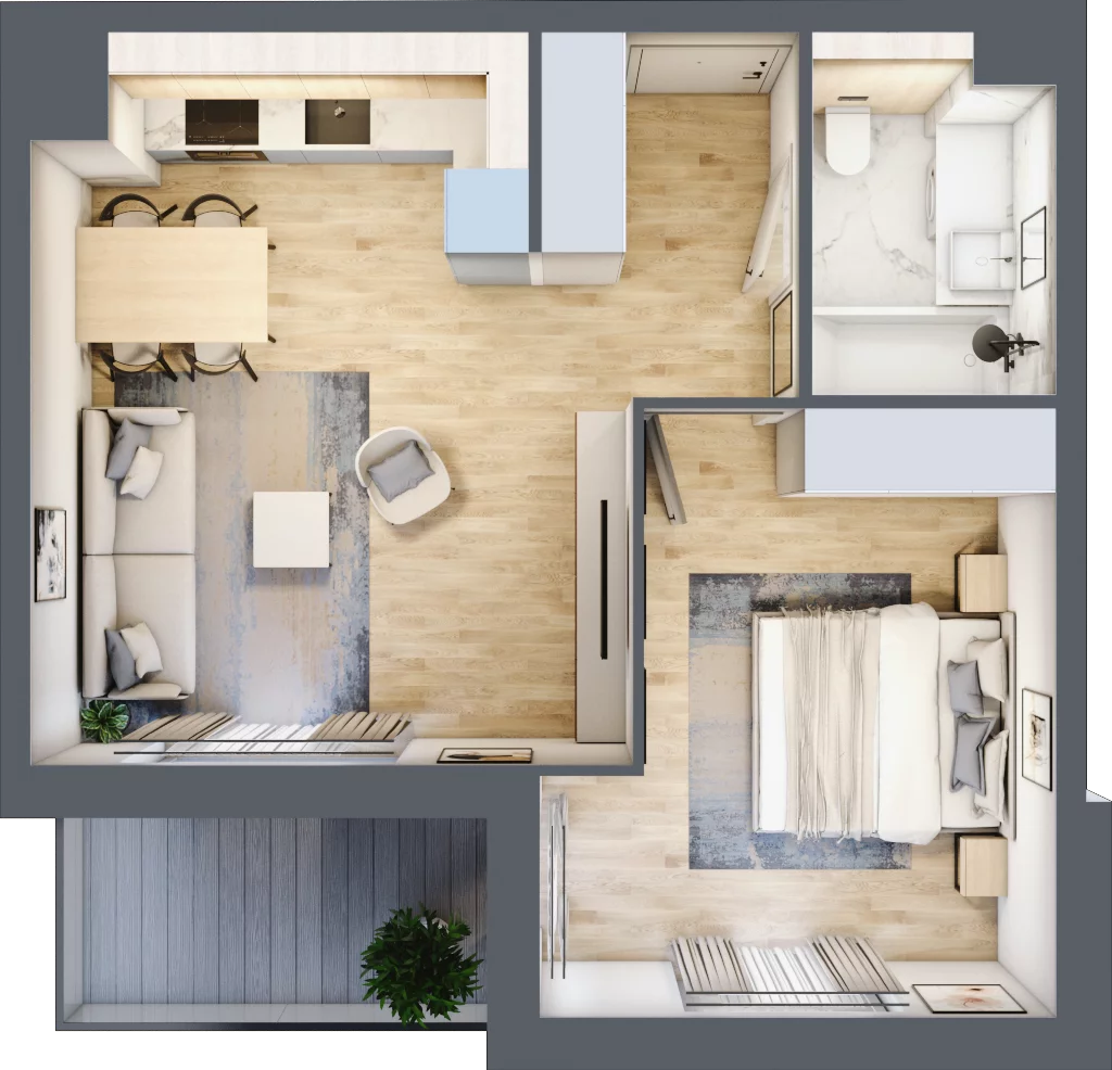 2 pokoje, mieszkanie 43,47 m², piętro 6, oferta nr I.6.4, ATAL Parkowa, Poznań, Nowe Miasto, Osiedle Warszawskie, ul. Mogileńska