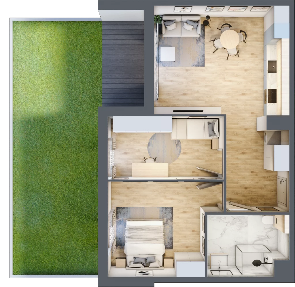 3 pokoje, mieszkanie 64,15 m², parter, oferta nr F.0.2, ATAL Parkowa, Poznań, Nowe Miasto, Osiedle Warszawskie, ul. Mogileńska