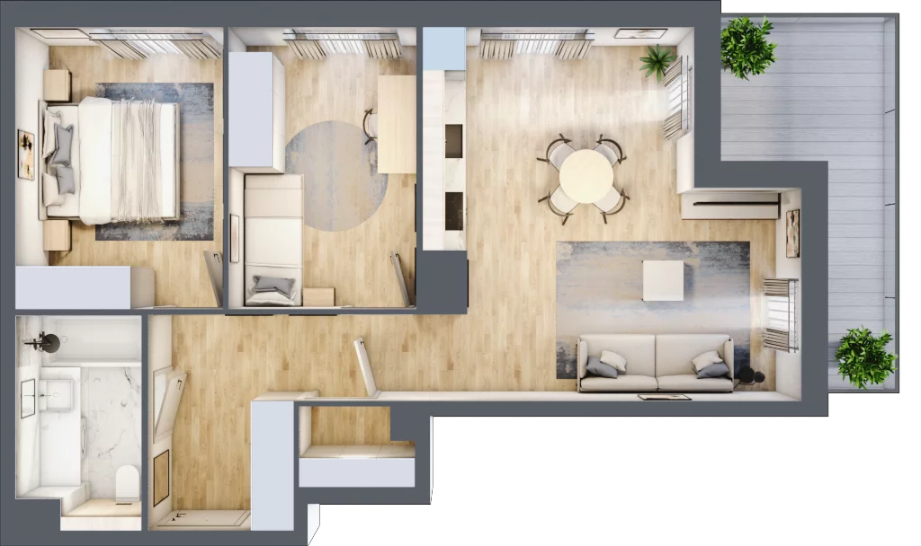 3 pokoje, mieszkanie 60,53 m², piętro 2, oferta nr I.2.1, ATAL Parkowa, Poznań, Nowe Miasto, Osiedle Warszawskie, ul. Mogileńska