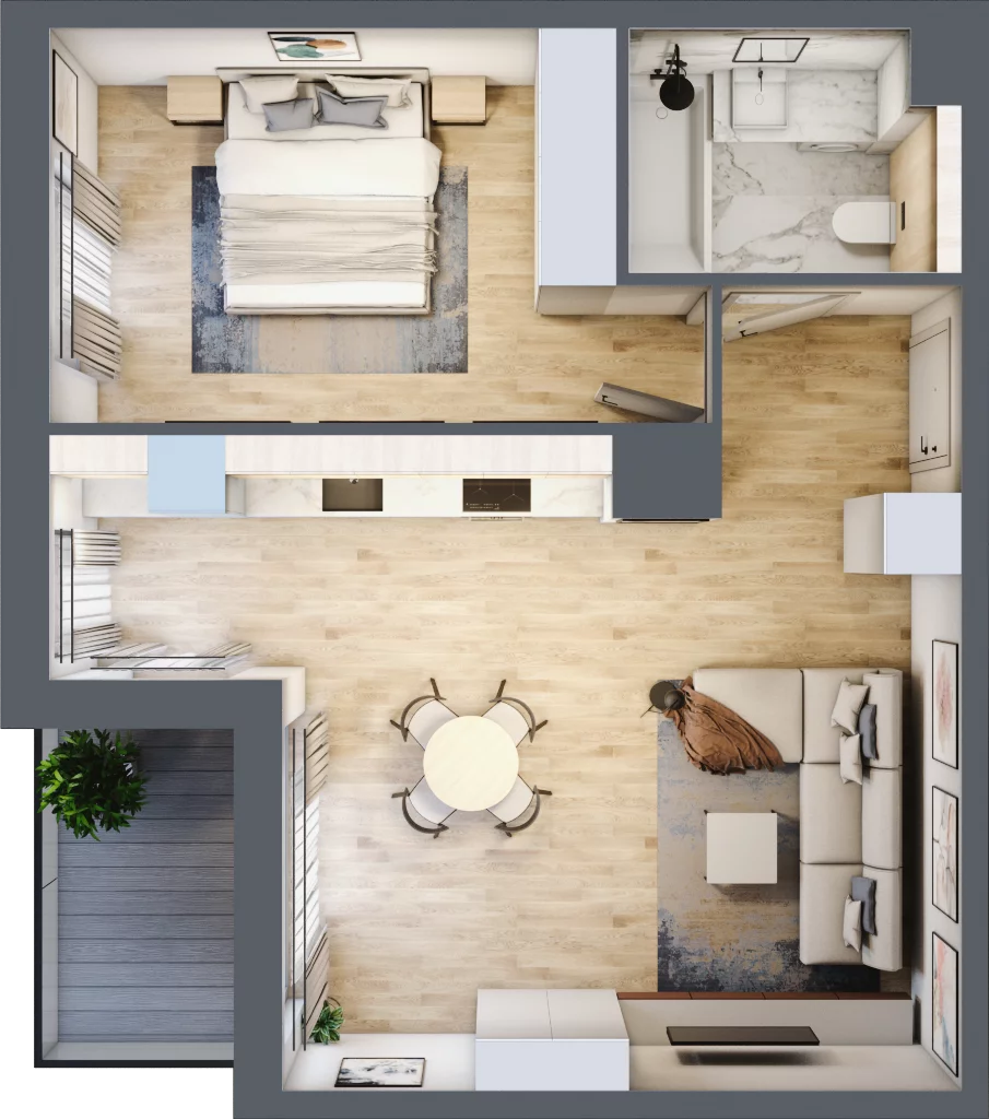 2 pokoje, mieszkanie 50,41 m², piętro 2, oferta nr E.2.3, ATAL Parkowa, Poznań, Nowe Miasto, Osiedle Warszawskie, ul. Mogileńska