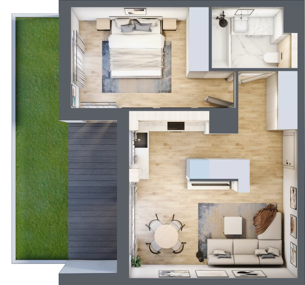 2 pokoje, mieszkanie 47,86 m², parter, oferta nr E.0.4, ATAL Parkowa, Poznań, Nowe Miasto, Osiedle Warszawskie, ul. Mogileńska