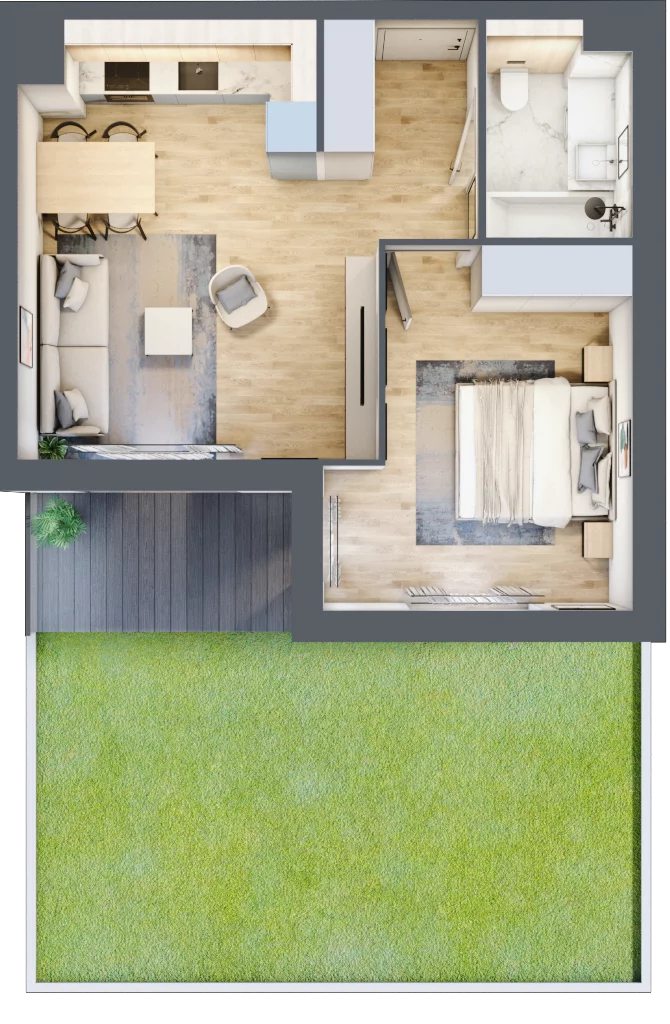 2 pokoje, mieszkanie 43,47 m², parter, oferta nr I.0.2, ATAL Parkowa, Poznań, Nowe Miasto, Osiedle Warszawskie, ul. Mogileńska