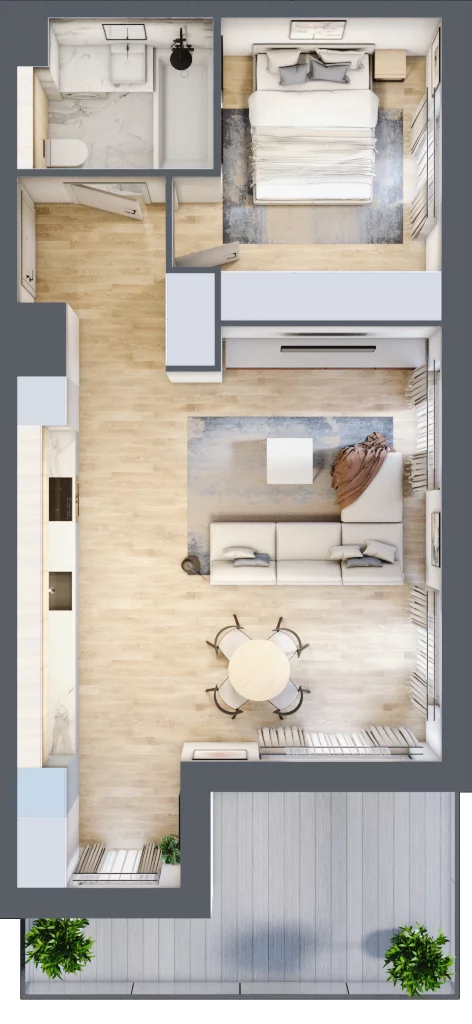 2 pokoje, mieszkanie 48,55 m², piętro 1, oferta nr I.1.2, ATAL Parkowa, Poznań, Nowe Miasto, Osiedle Warszawskie, ul. Mogileńska