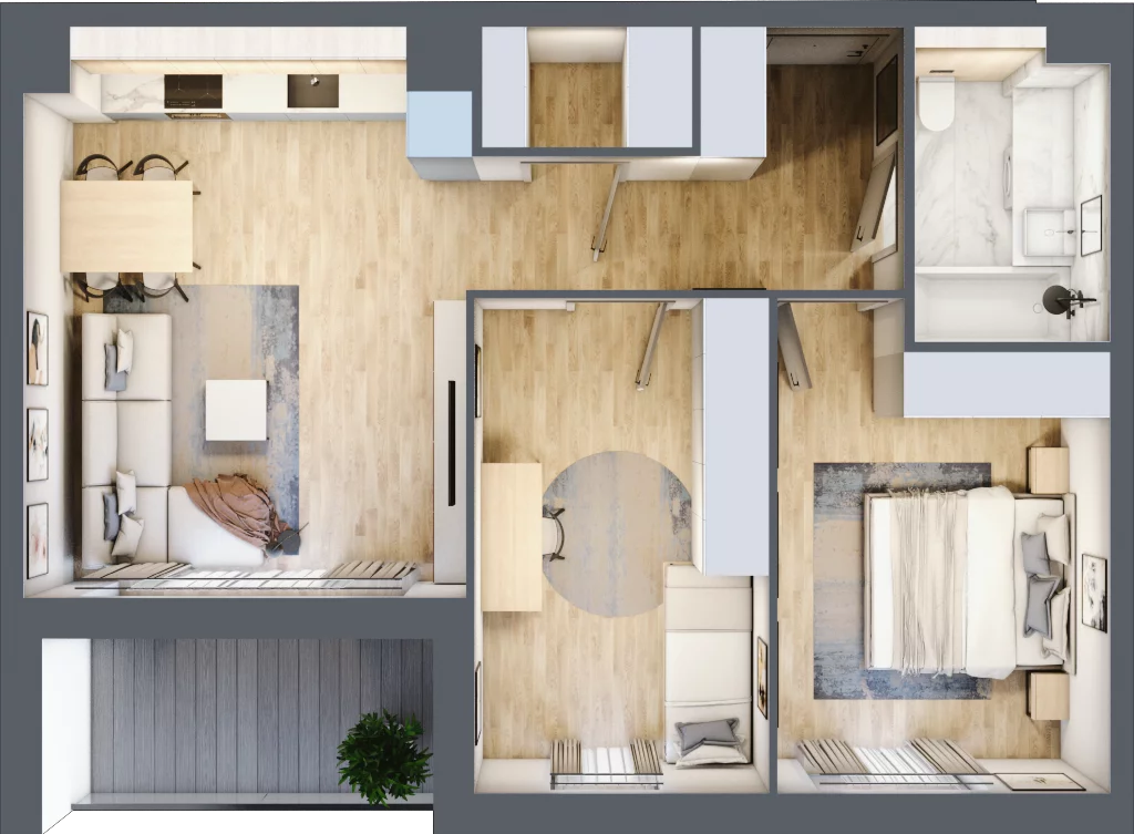 3 pokoje, mieszkanie 60,27 m², piętro 1, oferta nr H.1.2, ATAL Parkowa, Poznań, Nowe Miasto, Osiedle Warszawskie, ul. Mogileńska