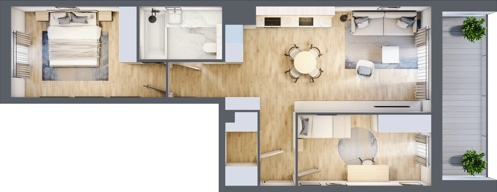 3 pokoje, mieszkanie 62,60 m², piętro 1, oferta nr E.1.5, ATAL Parkowa, Poznań, Nowe Miasto, Osiedle Warszawskie, ul. Mogileńska