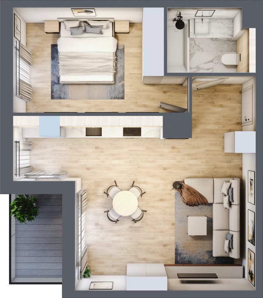 2 pokoje, mieszkanie 50,41 m², piętro 3, oferta nr E.3.3, ATAL Parkowa, Poznań, Nowe Miasto, Osiedle Warszawskie, ul. Mogileńska