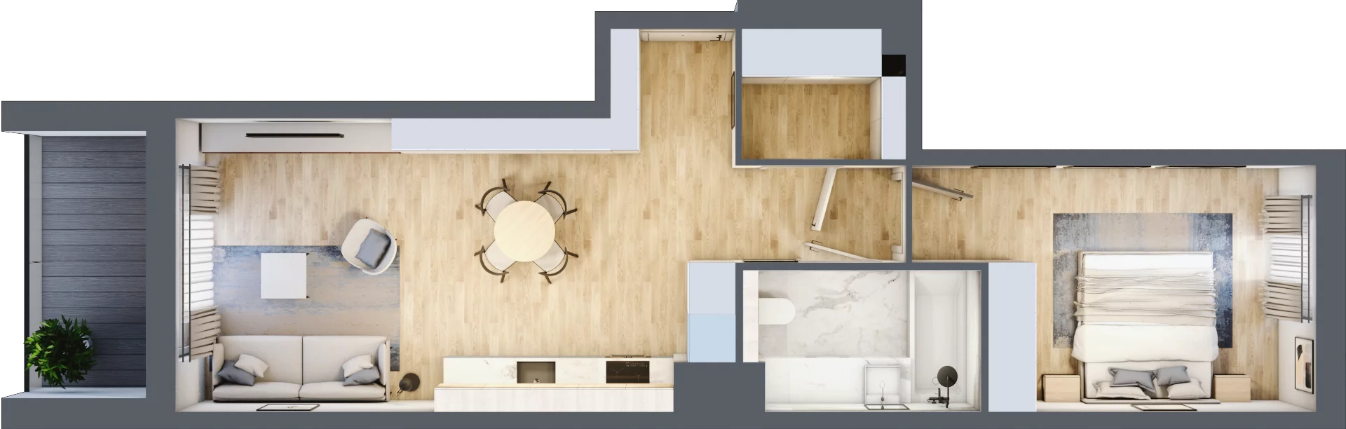 2 pokoje, mieszkanie 51,93 m², piętro 1, oferta nr F.1.1, ATAL Parkowa, Poznań, Nowe Miasto, Osiedle Warszawskie, ul. Mogileńska