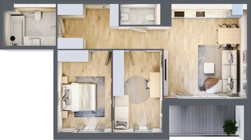 3 pokoje, mieszkanie 68,72 m², piętro 1, oferta nr G.1.2, ATAL Parkowa, Poznań, Nowe Miasto, Osiedle Warszawskie, ul. Mogileńska