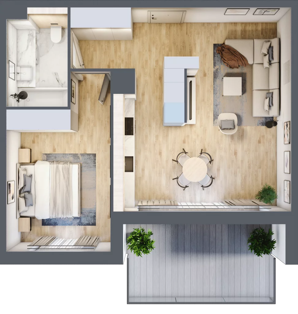 2 pokoje, mieszkanie 53,59 m², piętro 2, oferta nr J.2.3, ATAL Parkowa, Poznań, Nowe Miasto, Osiedle Warszawskie, ul. Mogileńska