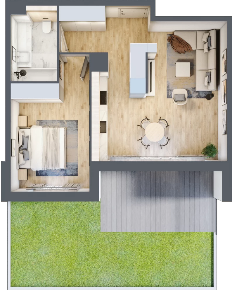 2 pokoje, mieszkanie 51,79 m², parter, oferta nr J.0.3, ATAL Parkowa, Poznań, Nowe Miasto, Osiedle Warszawskie, ul. Mogileńska