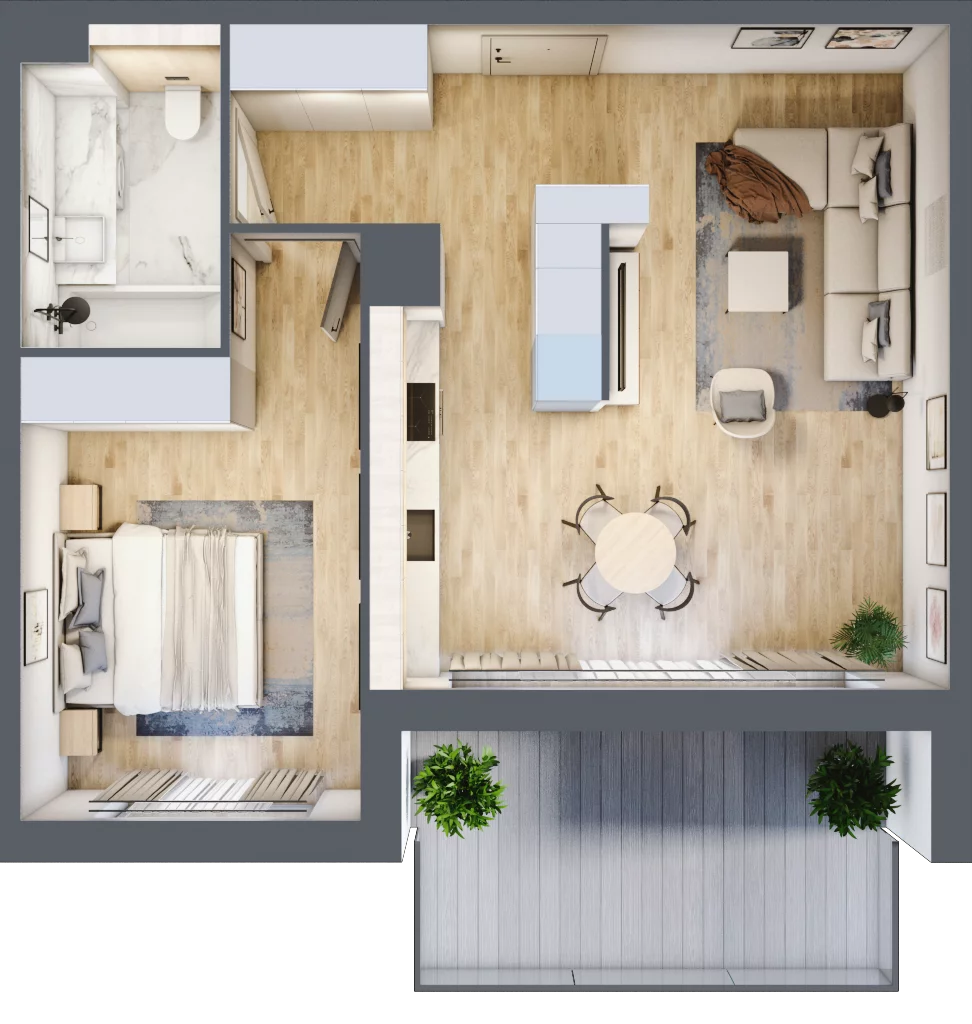 2 pokoje, mieszkanie 53,59 m², piętro 1, oferta nr J.1.2, ATAL Parkowa, Poznań, Nowe Miasto, Osiedle Warszawskie, ul. Mogileńska