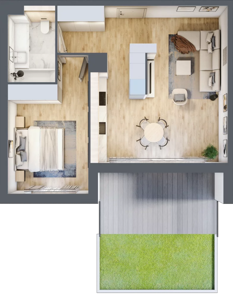 2 pokoje, mieszkanie 53,59 m², parter, oferta nr J.0.1, ATAL Parkowa, Poznań, Nowe Miasto, Osiedle Warszawskie, ul. Mogileńska