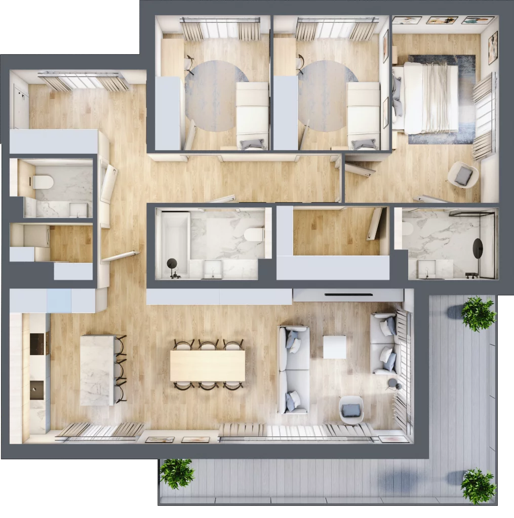 4 pokoje, mieszkanie 107,88 m², piętro 1, oferta nr J.1.5, ATAL Parkowa, Poznań, Nowe Miasto, Osiedle Warszawskie, ul. Mogileńska