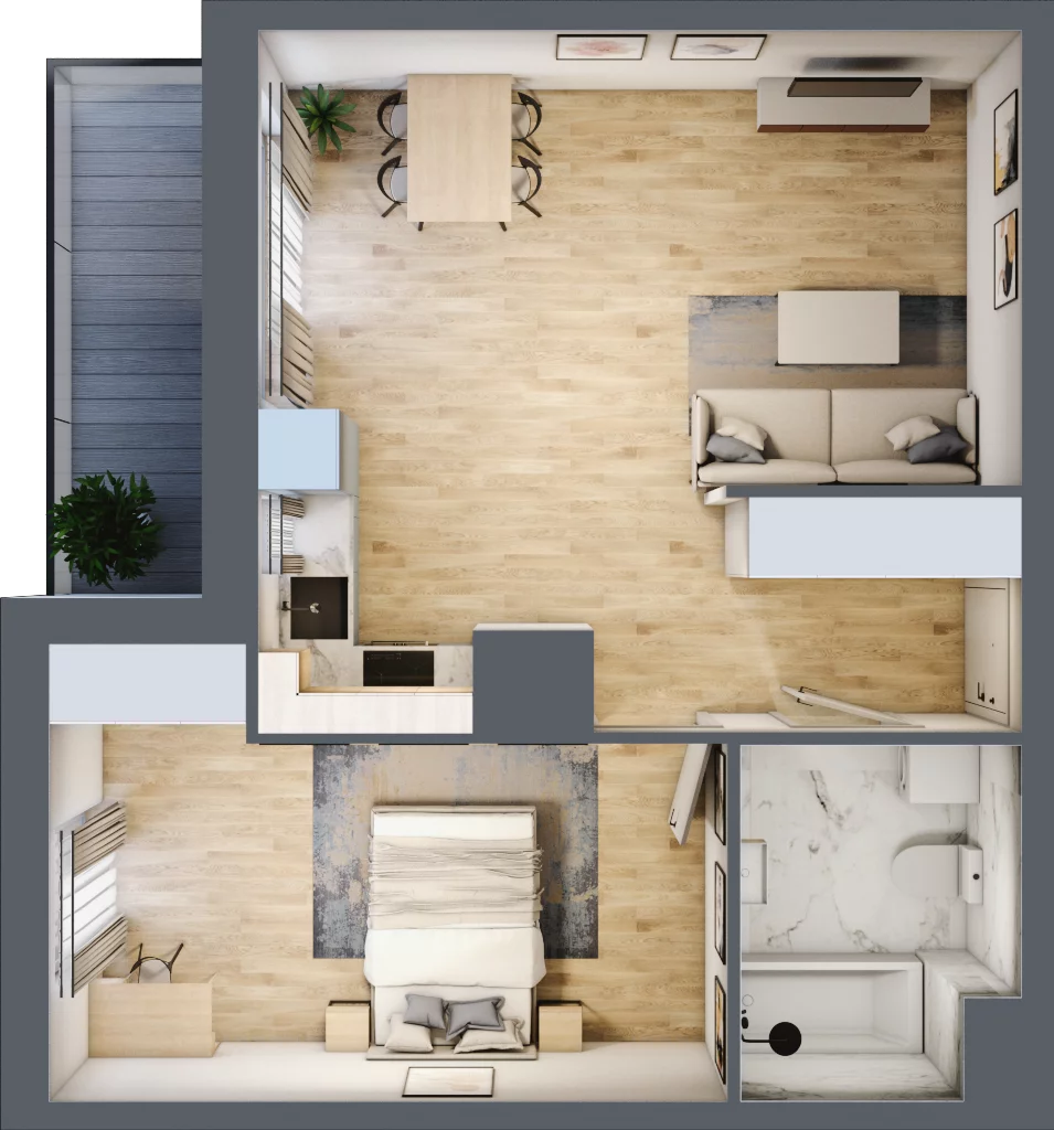 2 pokoje, mieszkanie 48,29 m², piętro 10, oferta nr 2.A74, Niebieski Bursztyn II, Reda, ul. Bosmańska