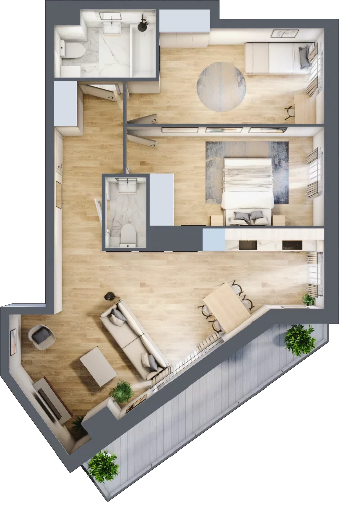 3 pokoje, mieszkanie 66,90 m², piętro 12, oferta nr 2.A90, Niebieski Bursztyn II, Reda, ul. Bosmańska
