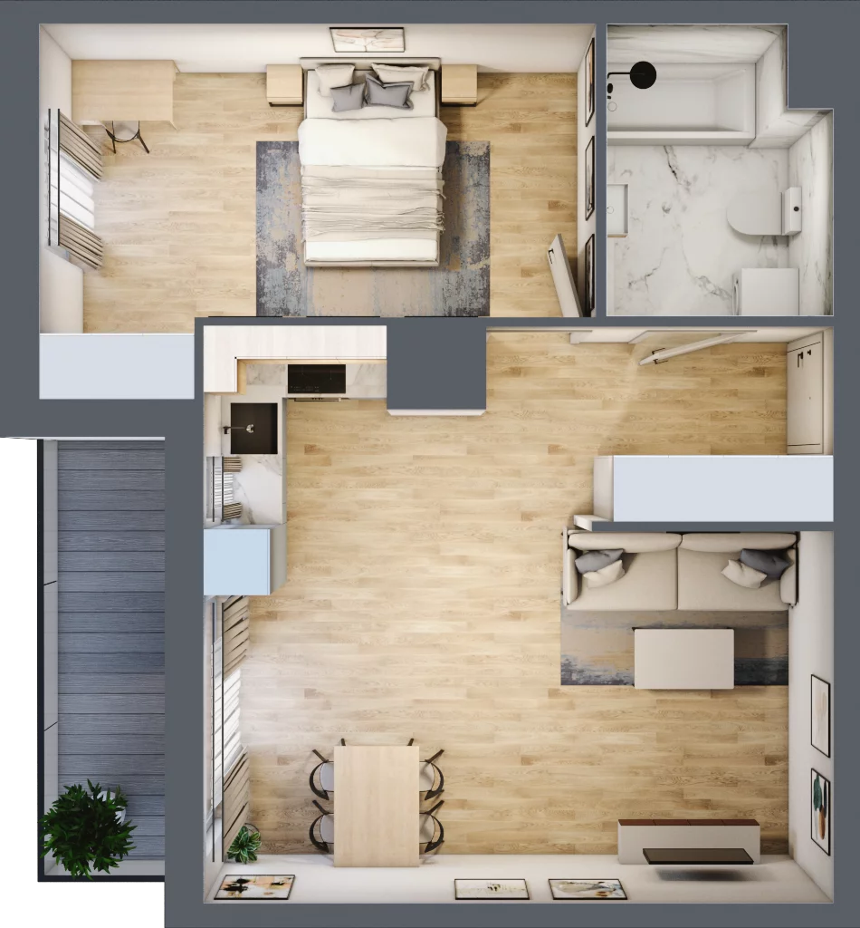 2 pokoje, mieszkanie 48,55 m², piętro 11, oferta nr 2.A84, Niebieski Bursztyn II, Reda, ul. Bosmańska