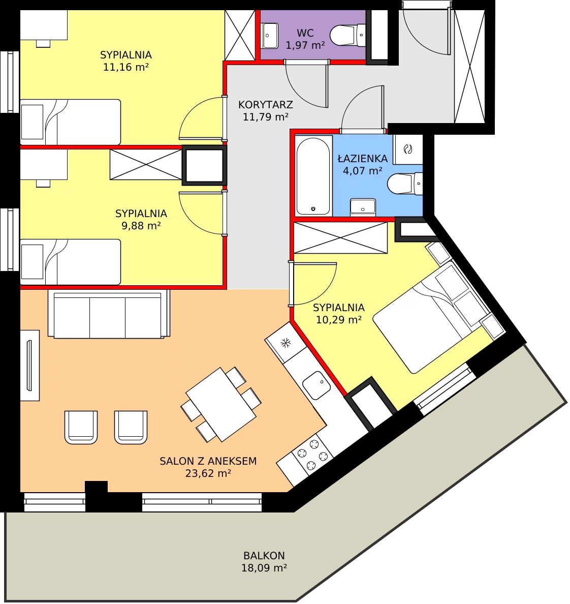Zalety mieszkania 72.78 m², 2.A56