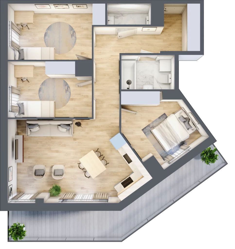 4 pokoje, mieszkanie 72,78 m², piętro 8, oferta nr 2.A56, Niebieski Bursztyn II, Reda, ul. Bosmańska