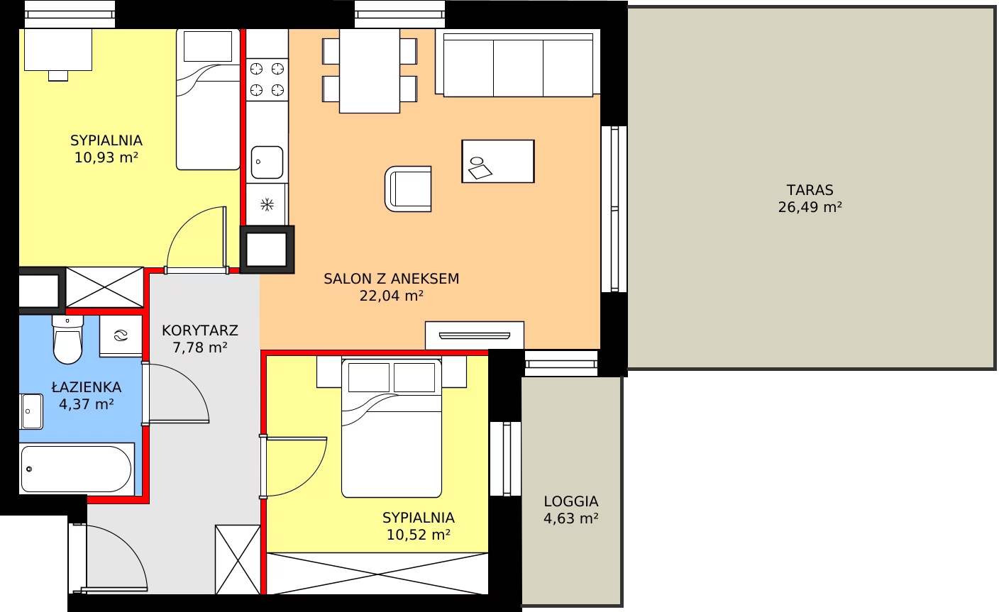 Zalety mieszkania 55.64 m², 2.A43