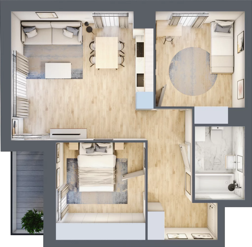 3 pokoje, mieszkanie 56,15 m², piętro 7, oferta nr 2.A51, Niebieski Bursztyn II, Reda, ul. Bosmańska