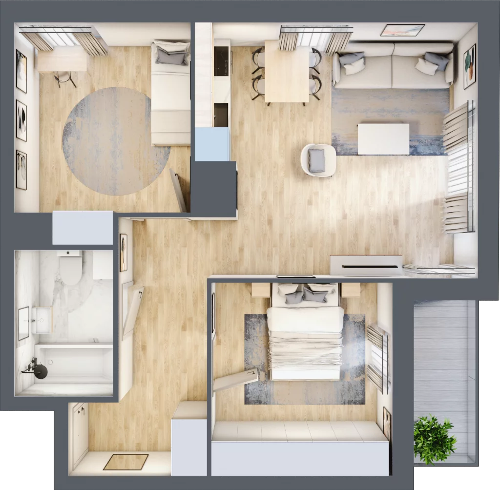 3 pokoje, mieszkanie 55,97 m², piętro 15, oferta nr 2.A122, Niebieski Bursztyn II, Reda, ul. Bosmańska